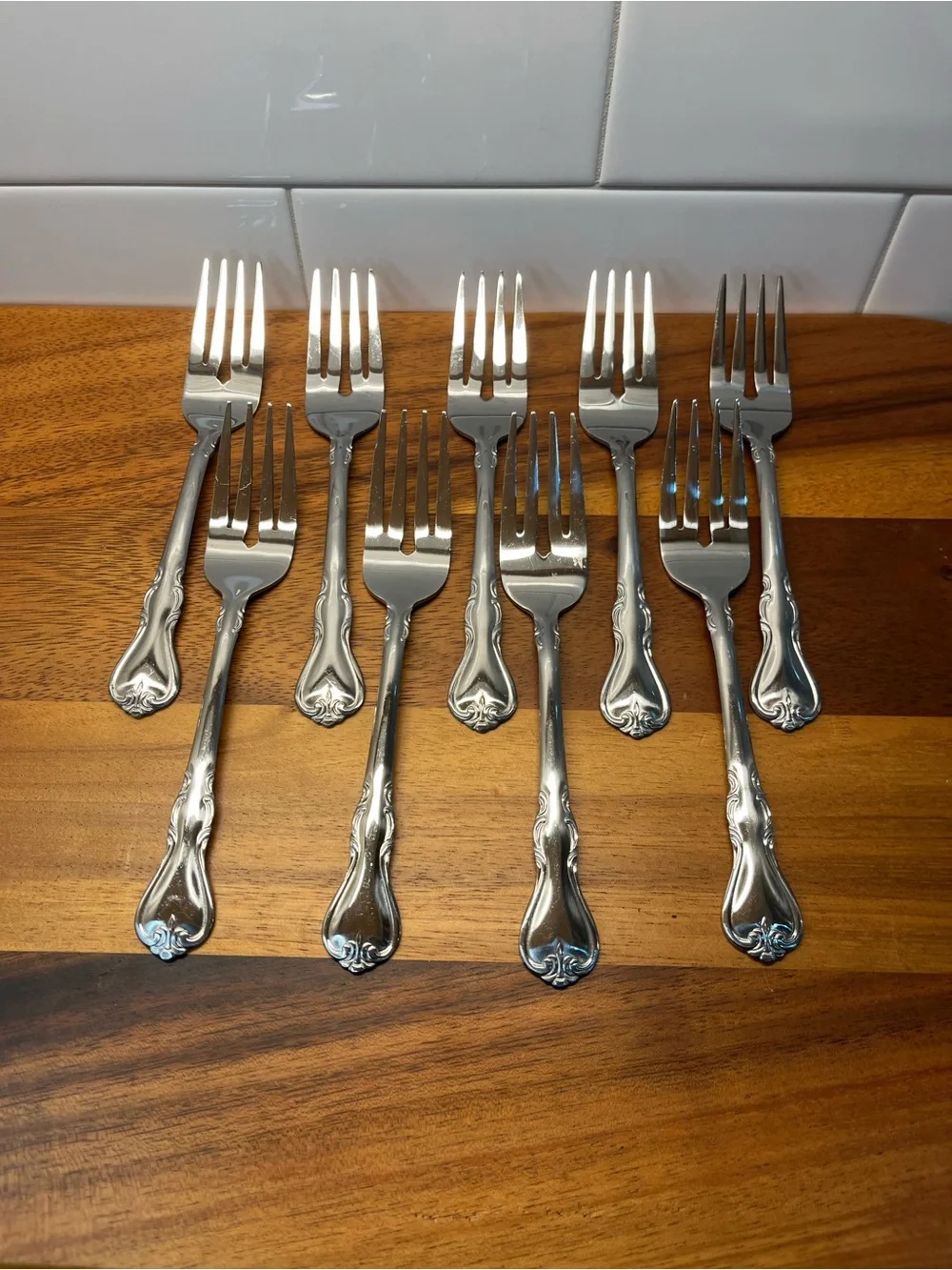 Set Of 9 stainless steel Salad Forks